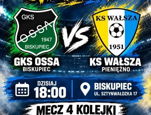 KS Wałsza Pieniężno zagra dziś zaległy mecz z GKS Ossa Biskupiec