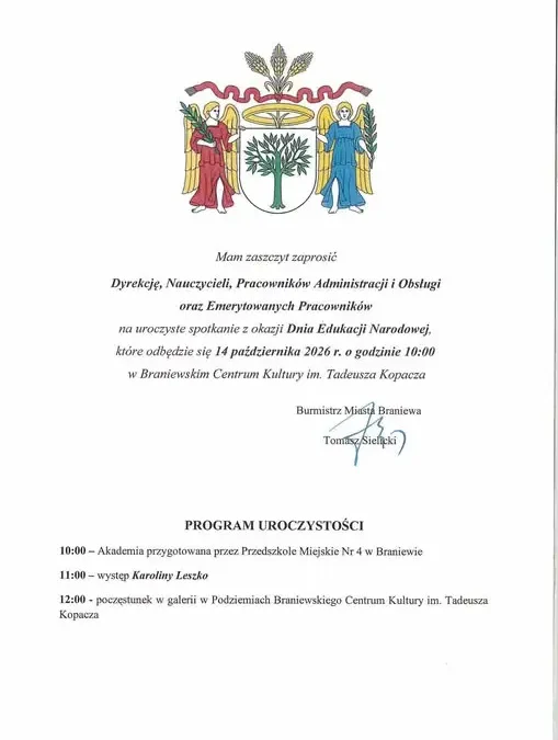Dzień Edukacji Narodowej w Braniewie – zaproszenie na uroczystą akademię
