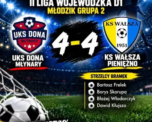 Remis 4:4 w meczu młodzików UKS Dona Młynary – KS Wałsza Pieniężno