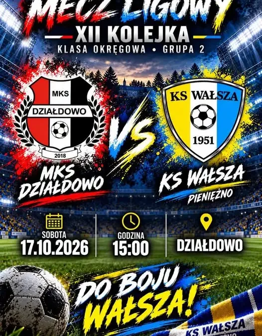 KS Wałsza Pieniężno zagra w Działdowie w XII kolejce klasy okręgowej