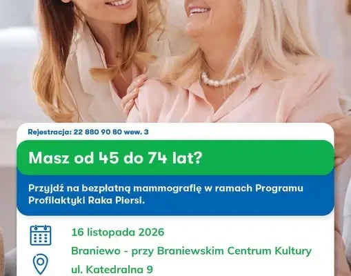 Bezpłatna mammografia w Braniewie – 16 listopada 2026