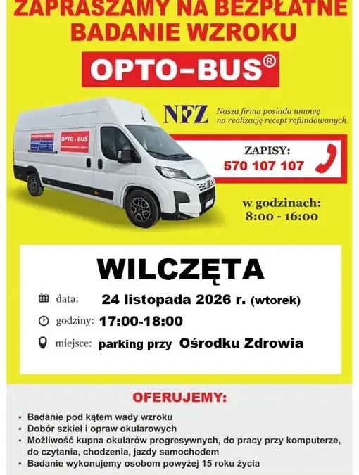 Bezpłatne badanie wzroku w Wilczętach – 24 listopada 2026