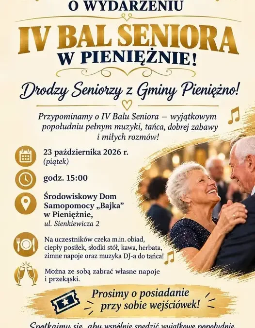Europejski Dzień Seniora w Pieniężnie – życzenia i zaproszenie na IV Bal Seniora