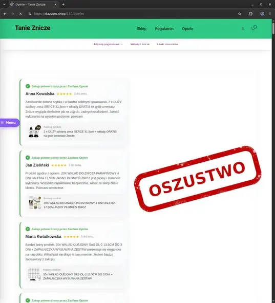 Fałszywe sklepy ze zniczami. CERT Polska ostrzega przed oszustami