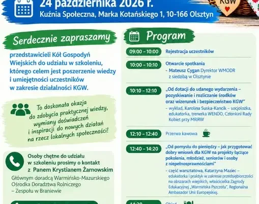 Szkolenie dla Kół Gospodyń Wiejskich w Olsztynie – 24 października 2026