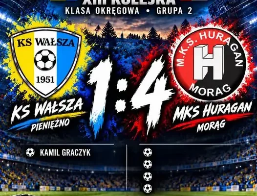 Wałsza Pieniężno przegrywa z Huraganem Morąg 1:4 w XIII kolejce