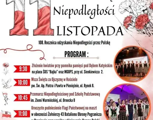 Pieniężno zaprasza na obchody Narodowego Święta Niepodległości 11 listopada